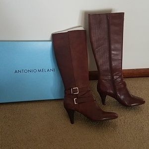Antonio Melani brown leather boots.
